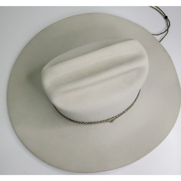 RESISTOL Cowboy Hat 6 7/8 5X Beaver Crystal White Cattleman Western A5036 L oval - Picture 12 of 16